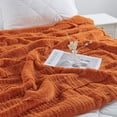 thumbnail image 3 of Home Soft Things Sculpted Stripe Faux Fur Throw Blanket with Micromink Back, Luxury Soft Cozy Plush Fluffy Fuzzy Reversible Thick Warm Throw Blanket, 50x60 inches, Burnt Orange, 3 of 11