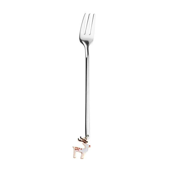 Tenedor de Café de Metal, Cuchara Navideña, Diseño de Frutas de Acero Inoxidable, Fácil de Limpiar, Ideal para Fiestas o Bares, Decoración Navideña, Regalo Perfecto para Amigos, Tamaño 13,5