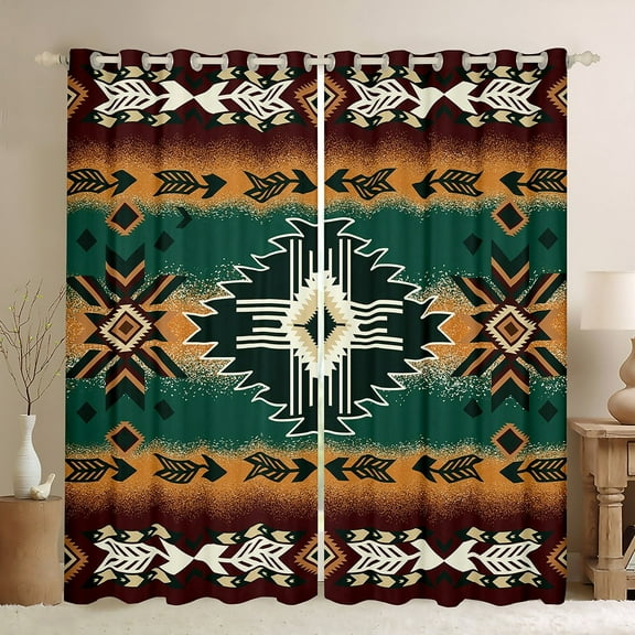 Erosebridal Bohemian Aztec Curtains for Living Room,Hippie Tribal 30%-50% Blackout Curtains Set of 2 (38x45),Curtains Pack of 2 (38x45),Boho Decoration