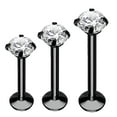 thumbnail image 1 of BodyJ4You 3PC Labret Stud Tragus Earring Set 16G Black Steel Crystal Helix Lip Monroe Cartilage, 1 of 6