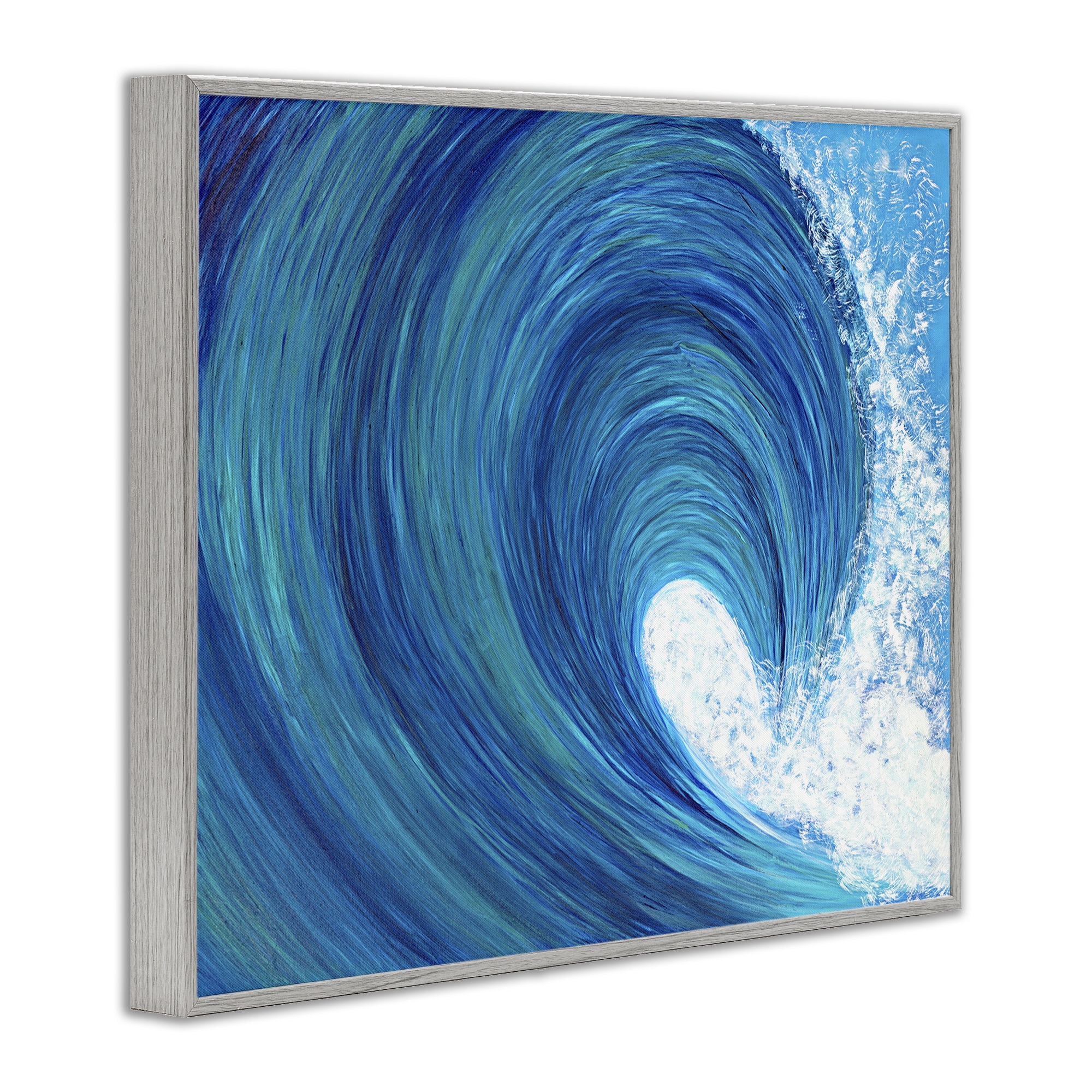 Stupell Industries Swirling Ocean Wave Coastal Painting Gray Framed Art Print Wall Art, 30 x 24