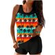 thumbnail image 1 of Conjunto de Bikini de Cintura Alta para Mujeres sin Posicionar Traje Impreso, Tankini Libre con Almohadillas Extraíbles, Traje de Baño de Corte Alto para la Playa de Verano, 1 of 7