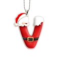 thumbnail image 2 of Santa Suit Letter Christmas Ornament, A-Z Alphabet Flat Acrylic Pendant, Personalized Initial Xmas Tree Decor, DIY Custom Name Hanging Ornament for Car Rearview Mirror, 2 of 6