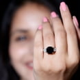 thumbnail image 5 of Lab Grown Black Diamond Statement Ring with Moissanite for Women - 10 mm, 925 Sterling Silver, US 8.50, 5 of 9