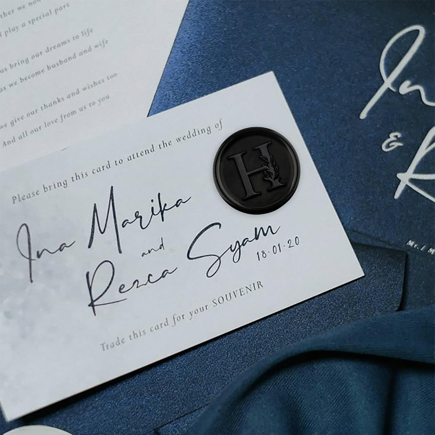 25Pcs Black Wax Seal Stickers Handmade Vintage Botanical Leaves Adhesive Letter Wax Stickers for Wedding Party Invitations, Envelope, Gift Wrap, Christmas(Initial G, Black)
