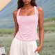 thumbnail image 2 of Camiseta sin mangas de verano ajustada para mujer: sin mangas, color liso, poliéster transpirable, corte ajustado, versátil para combinar con pantalones cortos o faldas., 2 of 5