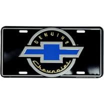 Chevy Blue Bowtie On Black 6" x 12" Embossed Aluminum License Plate