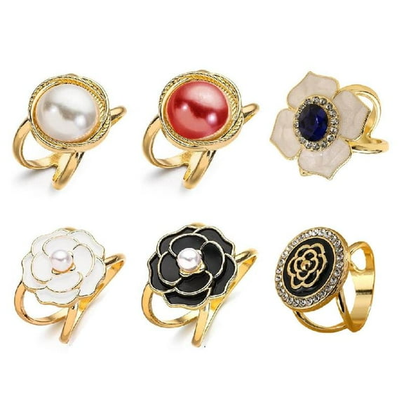 6Pcs Fashionable Scarf Fastener Brooch Buttons for Dresses Shawls Belt Buckles