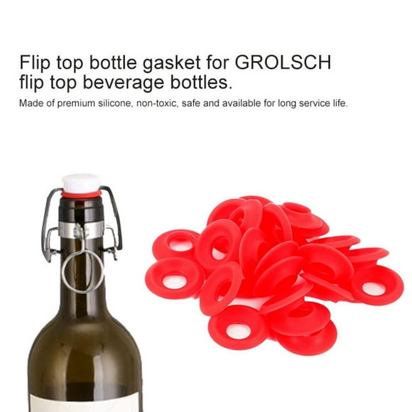 Fdit Silicone Seals, Swing Flip Top Bottle Gasket,25Pcs Red Silicone Grolsch Gaskets for Swing Flip Top Bottle Home Brew Beer Bottle Seals