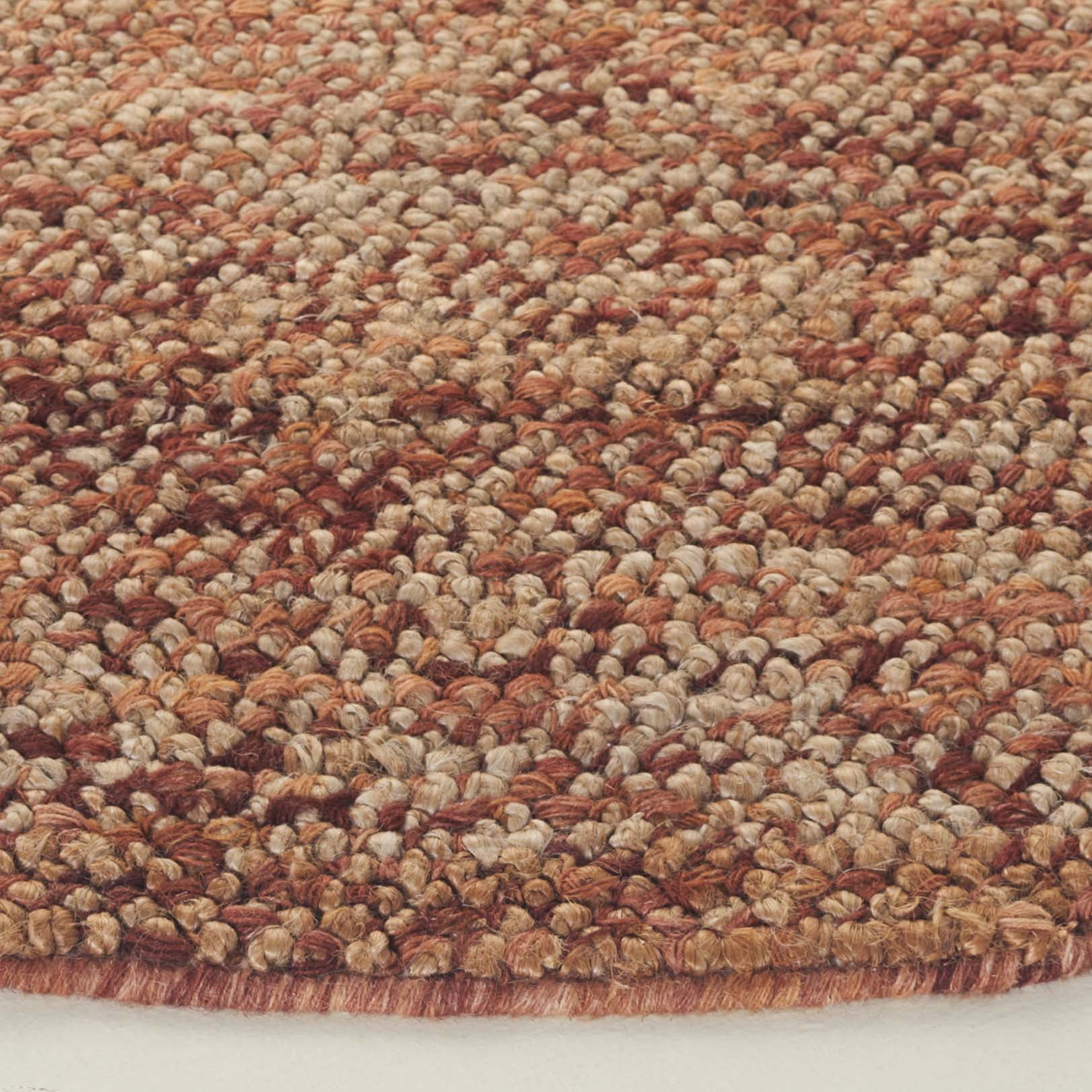 SAFAVIEH Bohemian Martha Solid Area Rug, Natural/Rust, 6' x 6' Round
