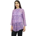 thumbnail image 6 of Phagun Women's Purple Floral Digital Printed Georgette Casual Tunic Top Wear-4, 6 of 8