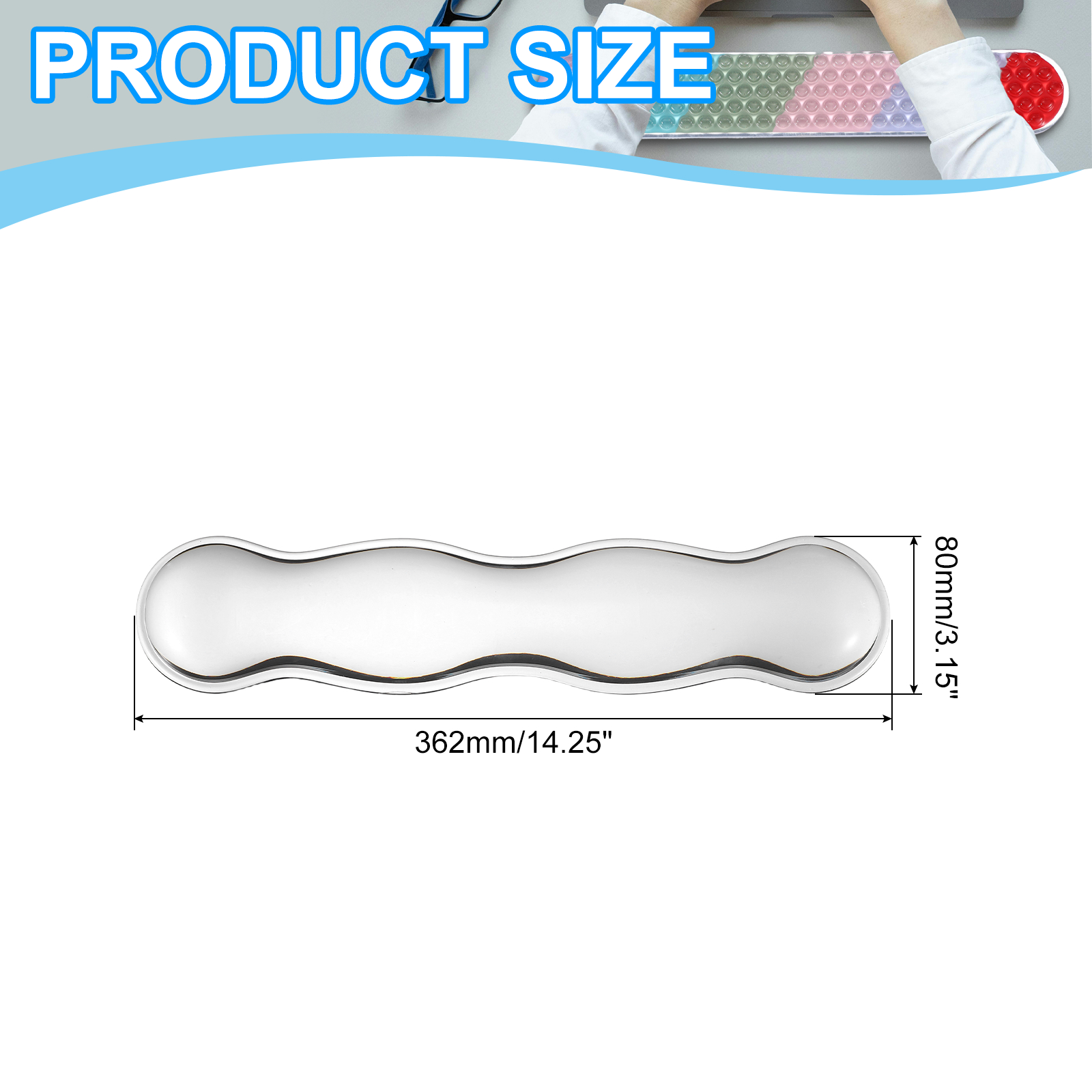 Uxcell Gel Wrist Rest, Gel Mouse Pad Mouse Wrist Support for Keyboard and Mouse Ergonomic,Keyboard Pad White