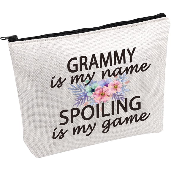Zuo Bao Grandma Grammy Gift Grammy Is My Name Spoiling Is My Game Best Grammy Ever Cosmetic Make Up Storage Bag Gift (Grammy Bag)