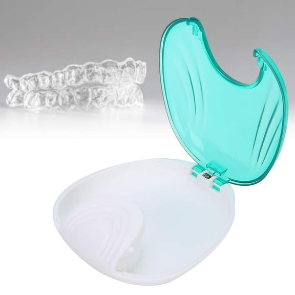 Orthodontic Retainer Case, Portable Adult Waterproof Denture Box Storage Container, Travel Mouth Guard Case(blue)