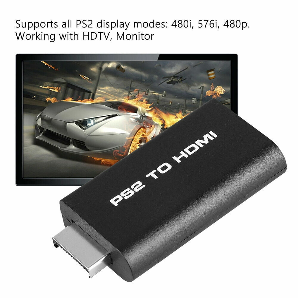 PS2 to HDMI Video Converter Adapter with 3.5mm Audio Output for HDTV Monitor Black