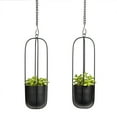 thumbnail image 2 of Danya B. Walter 2-Piece Modern Black Metal Oval Hanging Planter Set with Chain Hanging Option, 2 of 7