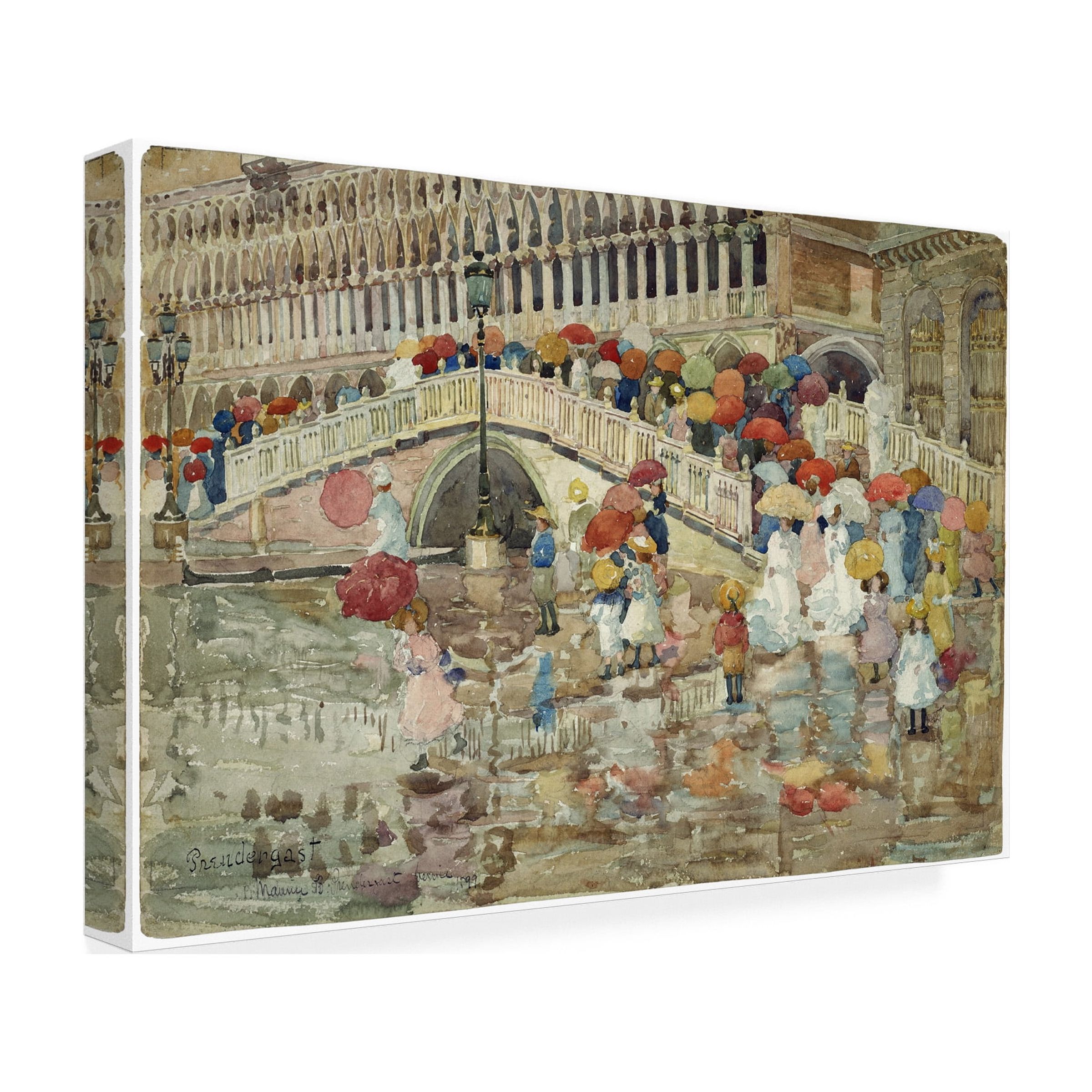 Maurice Prendergast 'Umbrellas in the rain' Canvas Art