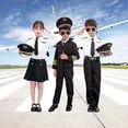 thumbnail image 2 of Disfraces de piloto para niños Cosplay infantil para niños y niñas, disfraz de azafata, uniformes de rendimiento de la Fuerza Aérea de avión, incluye conjunto, gafas de sol, 2 of 5