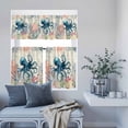 thumbnail image 6 of Kitchen Window Curtains Valance and Tier Set, Retro Ocean Octopus Blue Summer Beach Rod Pocket Tier Curtain Valance Set, Nautical Coastal Starfish Light Filtering Cafe Curtains for Bedroom, 6 of 9
