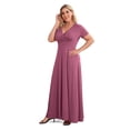 thumbnail image 5 of POSESHE Women Plus Size V Neck Short Sleeve Evening Dress, Elegant Party Maxi Dress, 5 of 5