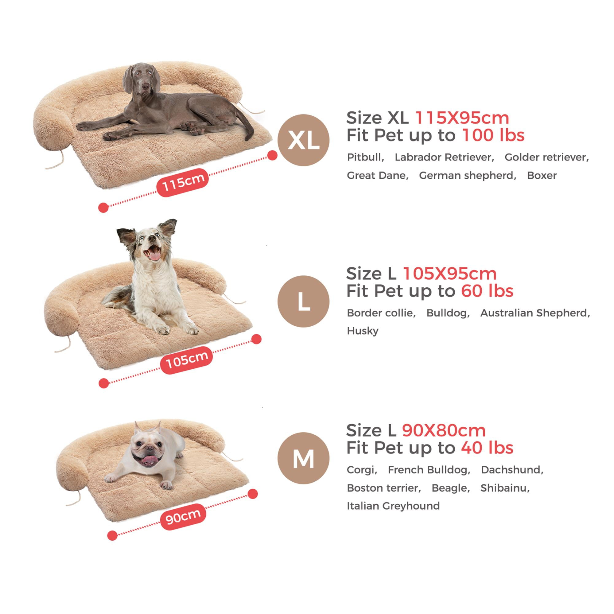resenkos 45" Dog Bed for Couch, Calming Dog Beds for Large Dogs, Fluffy Plush Bed for Pets, Anti Anxiety Dog Bed with Removable Cover, Beige