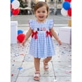 thumbnail image 4 of BemeyourBBs Toddler Baby Girls 4th of July Dress Outfit Patriot Independent Day Clothes Little Baby Girl Summer Smocked Dress Fourth of July Ice Cream Embroidery Print Fly Sleeve Plaid Gingham Dress, 4 of 9