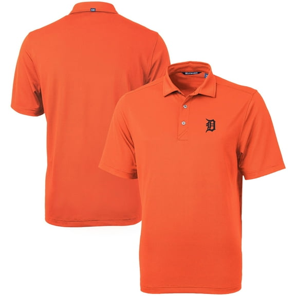 Men's Cutter & Buck  Orange Detroit Tigers Virtue Eco Pique Recycled Polo