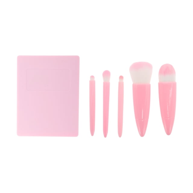 Unique Bargains 1 Set Convenient Makeup Brush Kit for Bathroom Pink Man-made Fiber Plastic