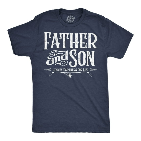 Mens Funny T Shirts Father and Son Hockey Partners for Life Sarcastic Fathers Day Graphic Tee for Men Graphic Tees