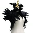 thumbnail image 6 of Xinwanna Gothic Style Fake Collar with Layered Feathers Lightweight Durable Fabric Feather Cape Black Shawl Versatile Accessory (Brown), 6 of 13