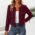 thumbnail image 4 of DeHolifer Cropped Coats for Women Crewneck Solid Color Open Front Crewneck Casual Lightweight Coat Wine M, 4 of 6