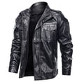 thumbnail image 2 of Mens Fashion Jacket Pure Color Zipper Stand Collar Imitation Leather Coat Tops, 2 of 8