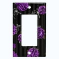 thumbnail image 5 of Metal Light Switch Plate Outlet Cover Dark Purple Roses Black Pinstripe Wallpaper ROS044, 5 of 13