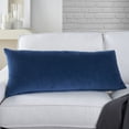 thumbnail image 4 of Mina Victory Life Styles Solid Velvet 12" x 30" Navy Indoor Throw Pillow, 4 of 6