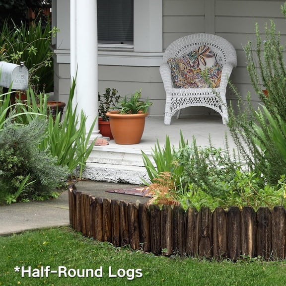 Wood Garden Edging, Staggered Wooden Picket Panels for Flower Beds and Landscape Fencing