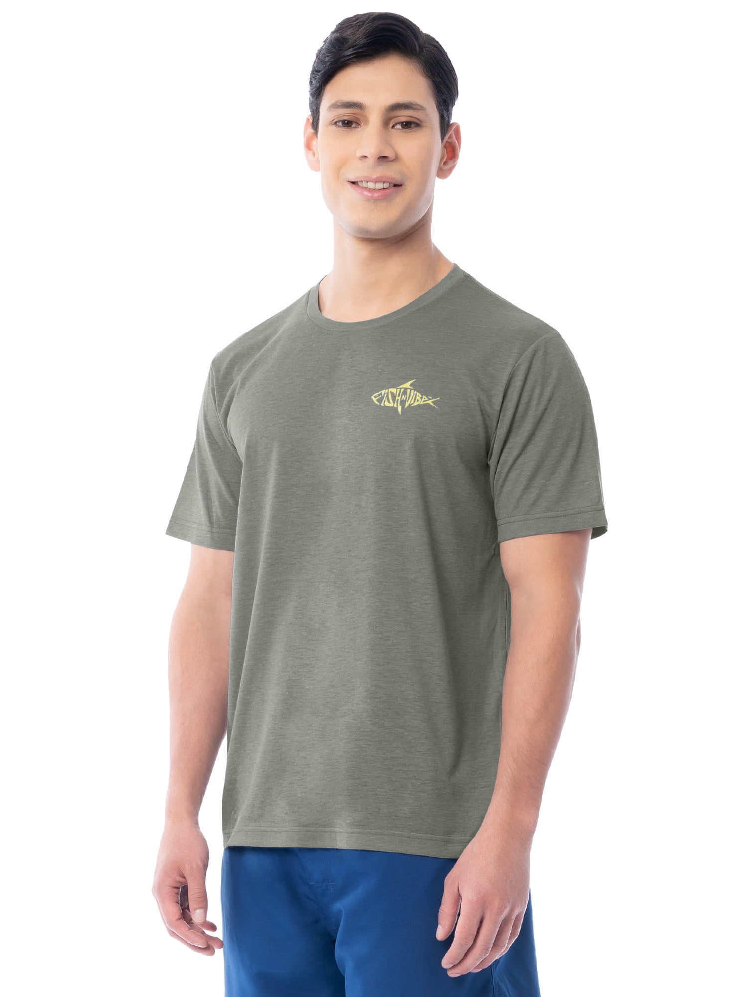Fish N Vibe Men's Short Sleeve Fishing Performance Outdoor Graphic T-Shirt, Monument, L
