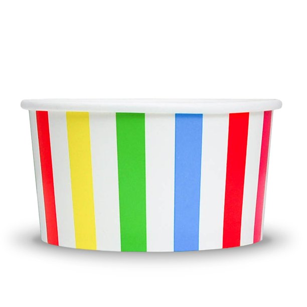 Rainbow Paper Ice Cream Cups 6 oz Striped Dessert Bowls Comes In