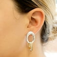 thumbnail image 2 of Bella Uno Women's Link Hoop Drop Earrings in Recycled Metal, 2 of 5