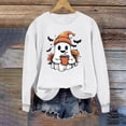 thumbnail image 5 of Women's Ghost Graphic Sweatshirts Halloween Long Sleeve Crew Neck Sweater Funny Cute Trendy Fall Sweat Shirts Tops Red, 2XL, 5 of 6