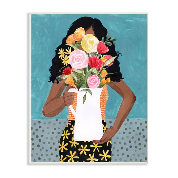 Stupell Industries Flower Vase Fashion Blue Modern Painting Wall Plaque Art by Grace Popp