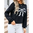thumbnail image 5 of Women Cute Sweater Y2k Long Sleeve Crew Neck Knit Sweaters Aesthetic Pullover Top Black XL, 5 of 8