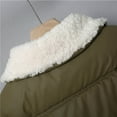 thumbnail image 7 of Faux Leather Puffer Jacket for Women Winter Long Sleeve Clothing Fleece Lapel Collar Coat Green M, 7 of 7