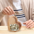thumbnail image 5 of TUOBARR Wooden Bank Heart Shaped Coin Bank Wooden Money Box Frame Wood Toys Money Saving Bank For Birthday Gift, 5 of 5