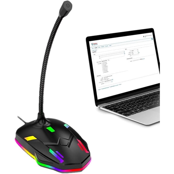 Microphone for PC,Condenser PC Laptop Mic | Plug &, 360 Degree Adjustable Gooseneck Design, Noise-Canceling Technology, USB Microphone for PC