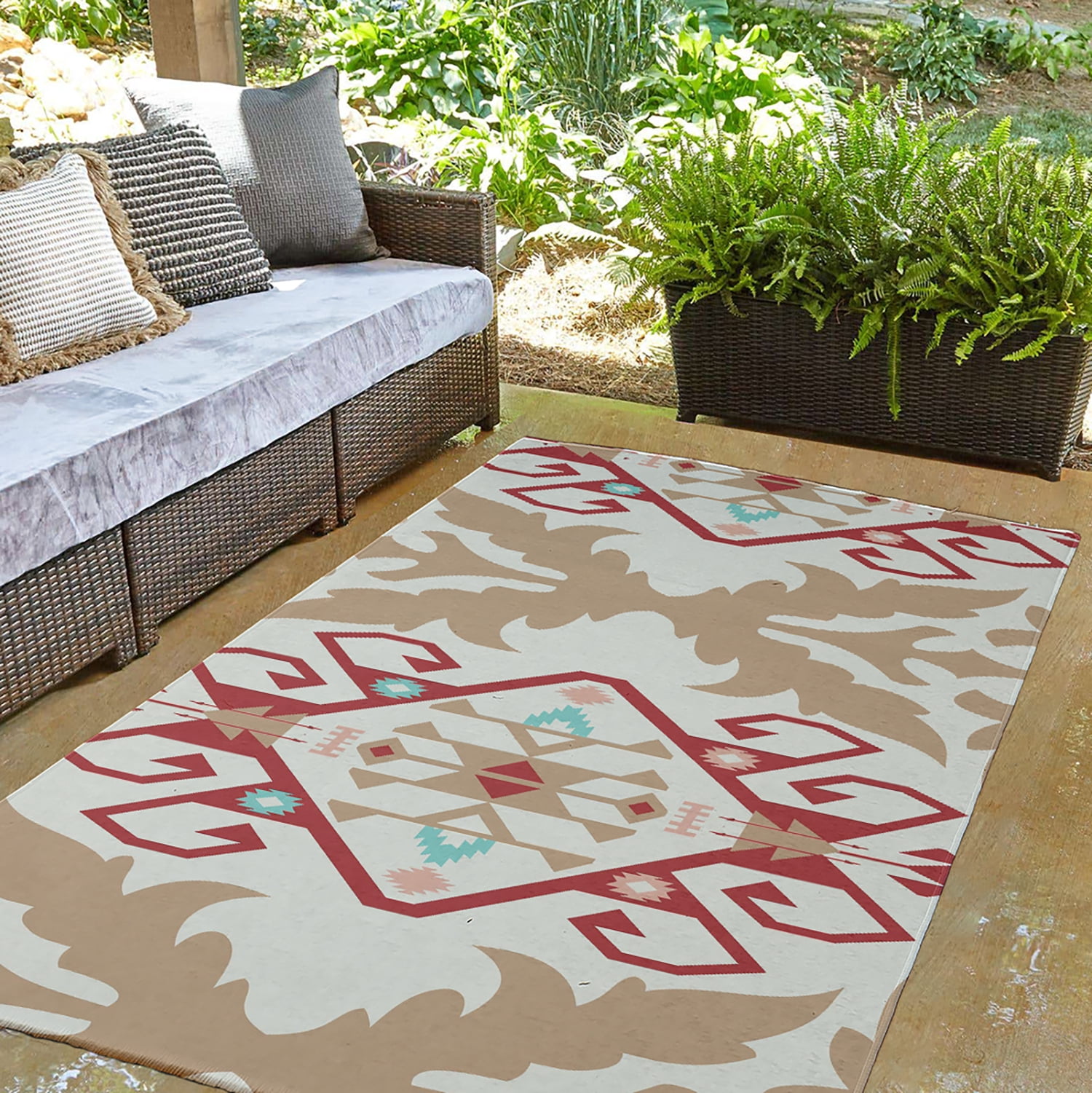 Simply Daisy 3' x 5' Ligonberry Red Bombay Medallion Spring Chenille Indoor/Outdoor Rug