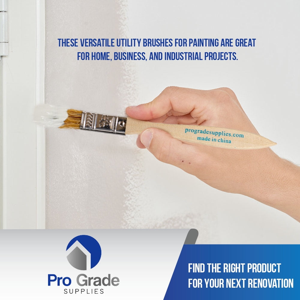 Pro Grade Chip Brush, 0.5 inch Professional Paint Brushes, 96 Pack, Natural China Bristle