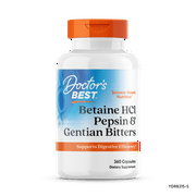 Doctor's Best Betaine HCI Pepsin and Gentian Bitters, Non-GMO, Gluten Free, Digestion Support, 360 Caps