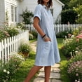 thumbnail image 6 of Bosfbaoi Dresses for Women Casual A-Line Tunic Dress Collared Neck Short Sleeve Shirt Dress with Pockets Summer Dresses for Women 2026, 6 of 6