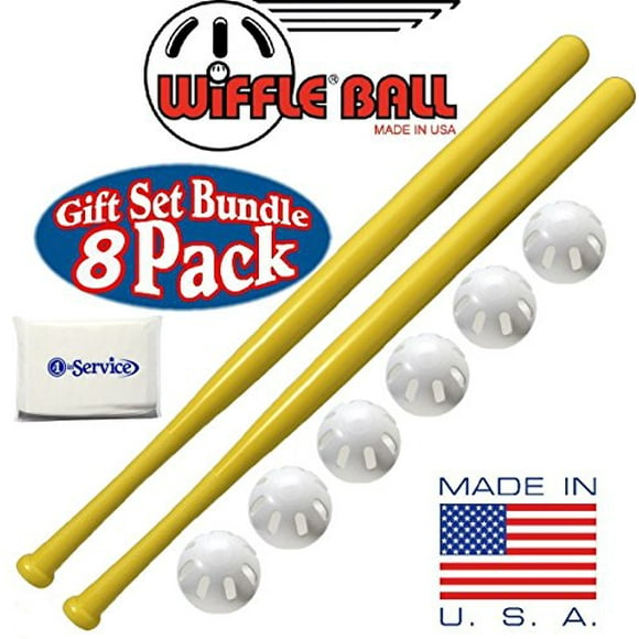WIFFLE Balle 6 Balles de Baseball Taille Officielle 6 Pack Balle 32" Chauves-Souris 2 Pack Ensemble, NOIS Tissu Pack Inclus