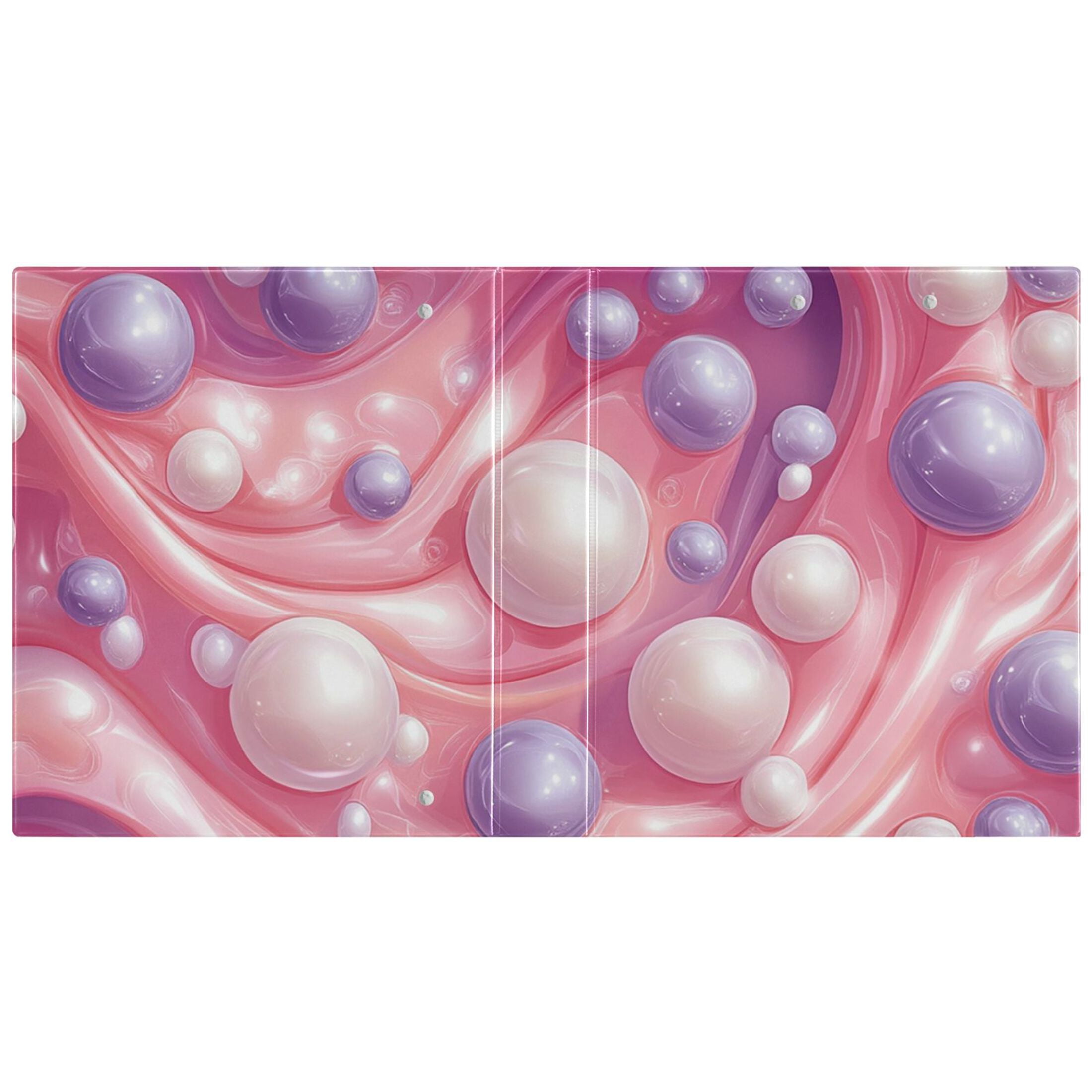 Pink Purple Pearls 3 Ring Binders 1.5 inch Hardcover File Folders with Interior Pockets A4 Size Organizer for School Office Hospital Set of 2